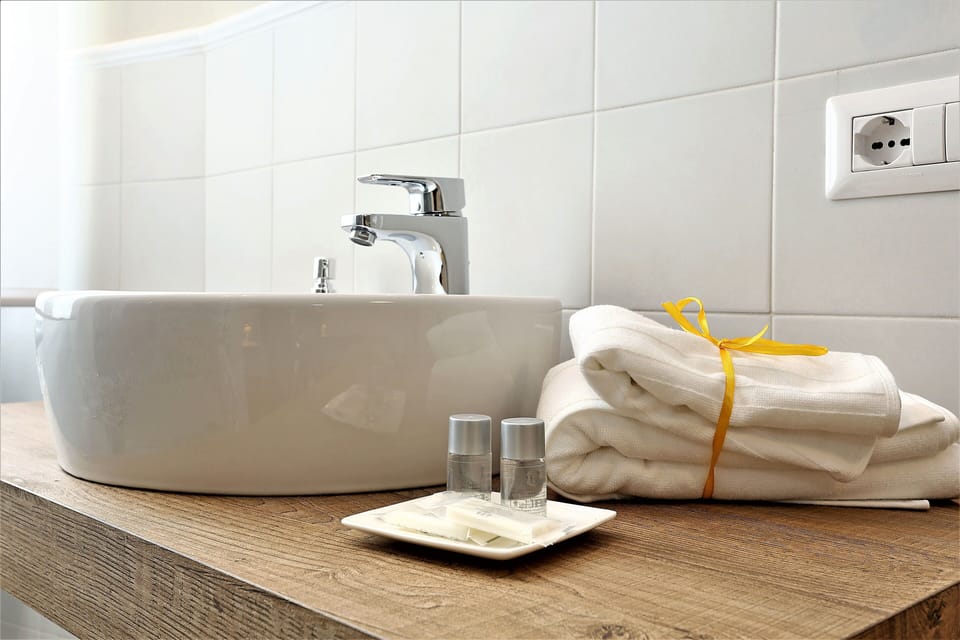 Deluxe Double Room | Bathroom | Shower, rainfall showerhead, free toiletries, hair dryer