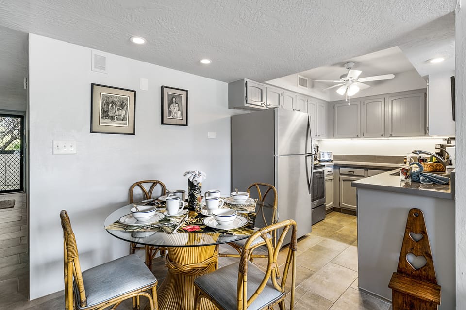 Share meals just off the kitchen in this easy, casual dining space.