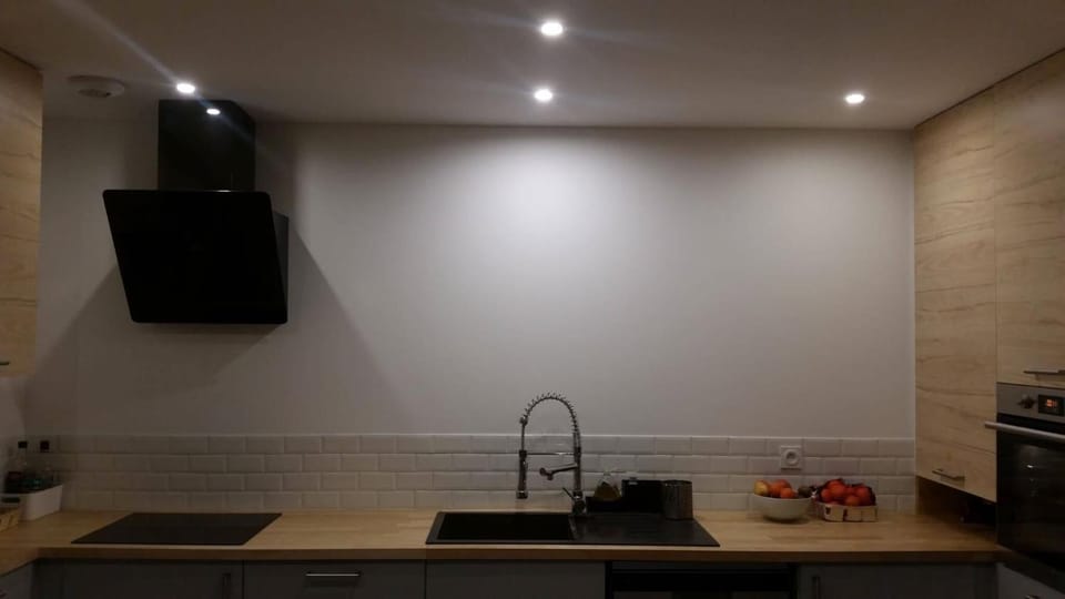 Full-size fridge, microwave, oven, stovetop