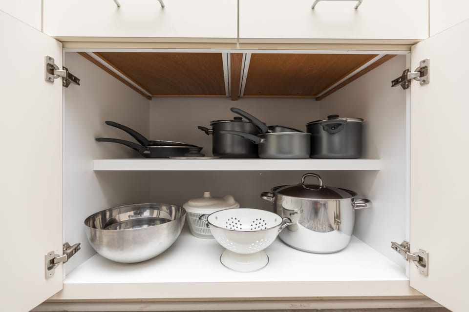 Pots. pans, lettuce dryer, drainer, lobster pot, mixing bowls etc.