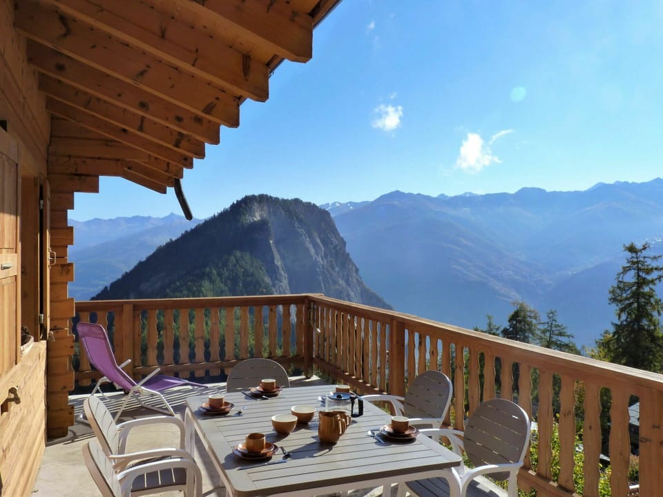 Sky, Mountain, Table, Wood, Cloud, Outdoor Furniture, Tree, Shade, Porch, Leisure