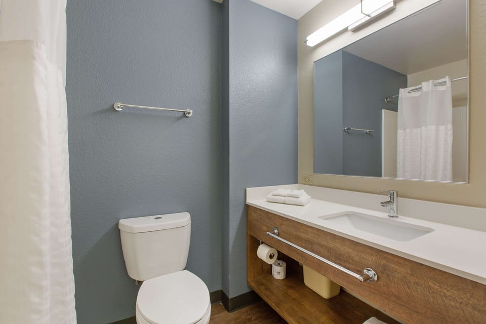 Combined shower/tub, free toiletries, hair dryer (on request), towels