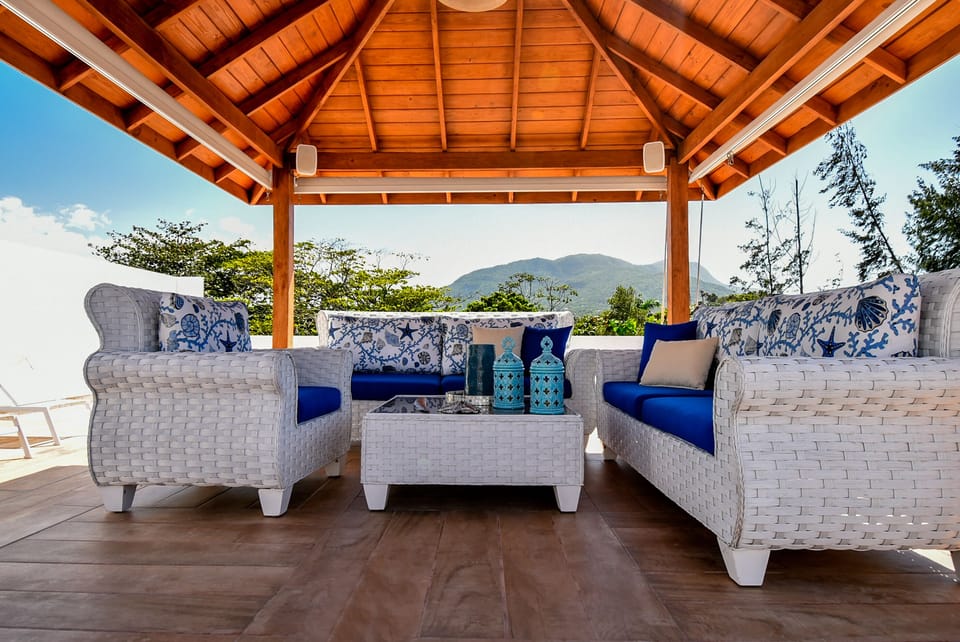 Gazebo with mountain view