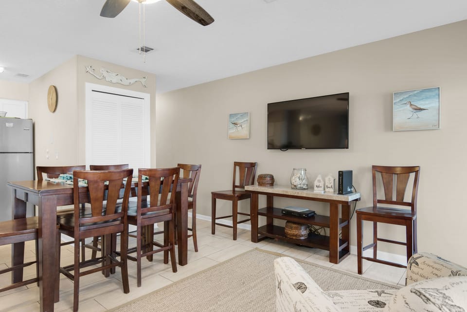 Enjoy a movie on the flat screen tv