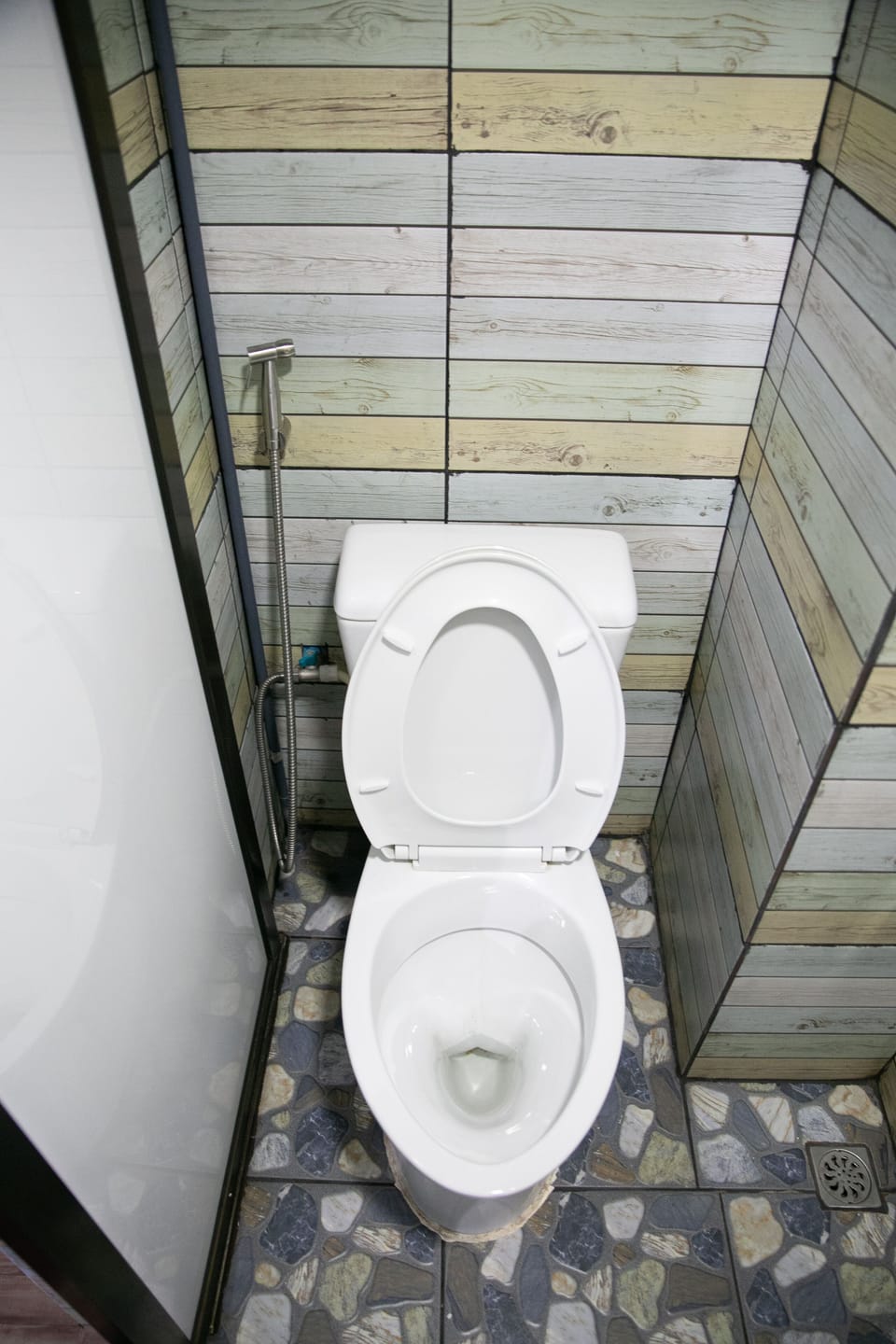 Shower, free toiletries, bidet, towels
