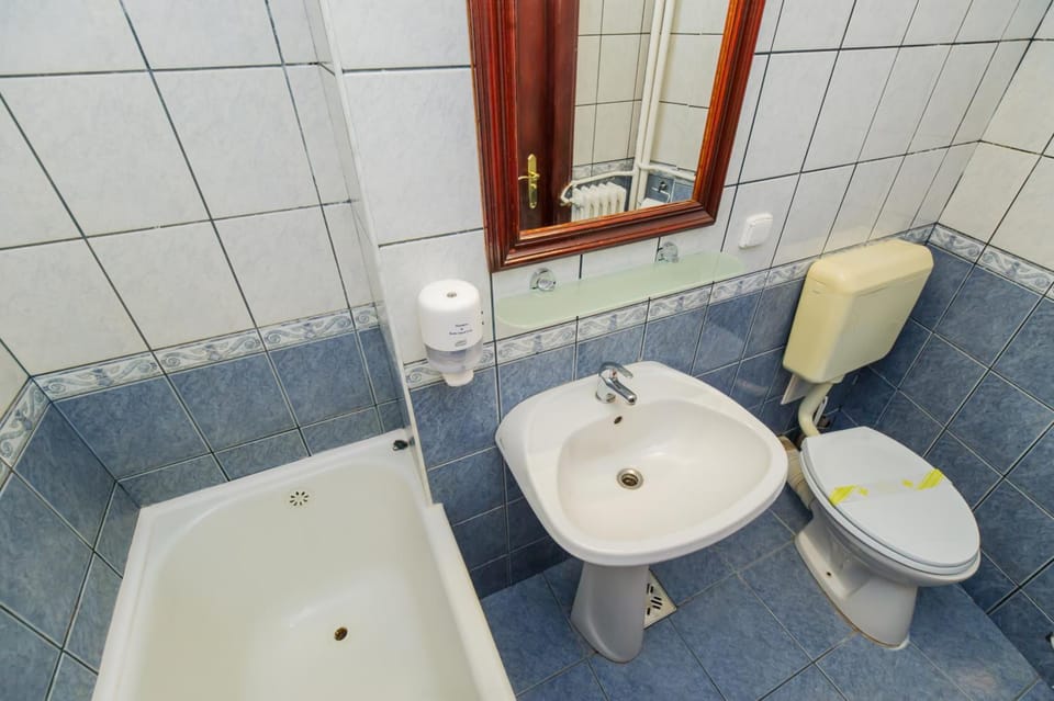 Shower, free toiletries, hair dryer, slippers
