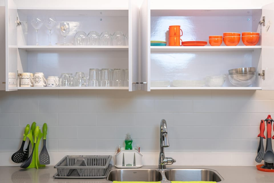 Luxury Apartment | Private kitchen | Full-size fridge, microwave, oven, stovetop