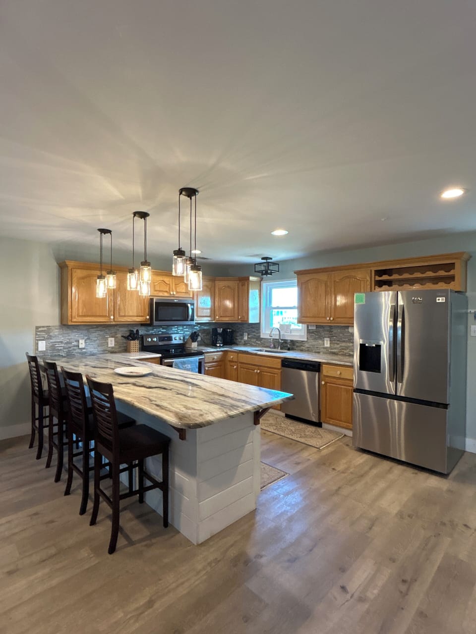 Kitchen with bar seating