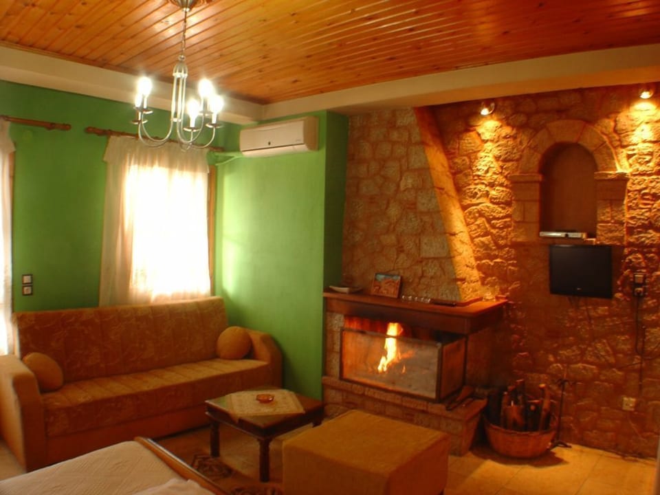 Studio, Fireplace | Living area | TV, fireplace, DVD player