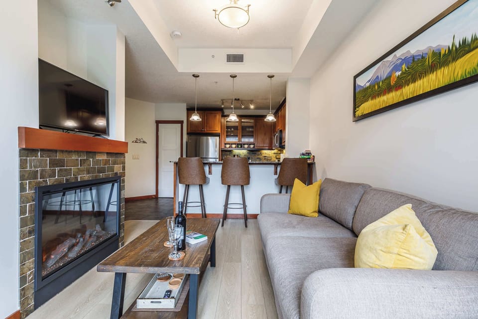 Open-concept living with a smooth transition to dining and kitchen.