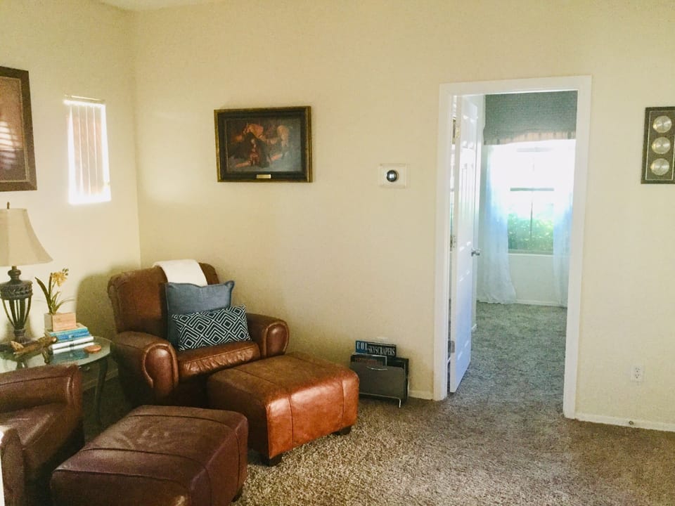 Casita sitting room and bedroom