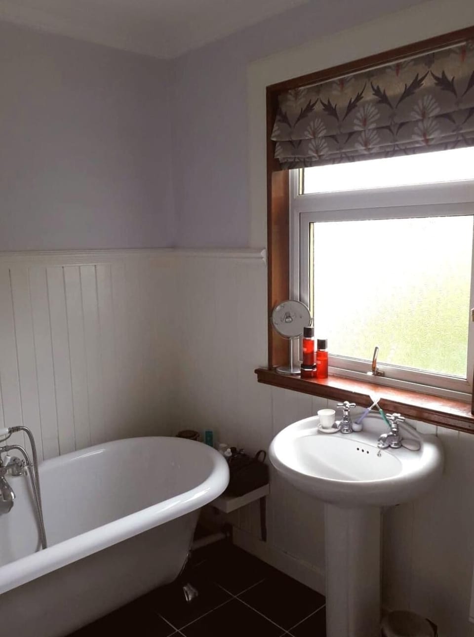 Shower, slippers, towels