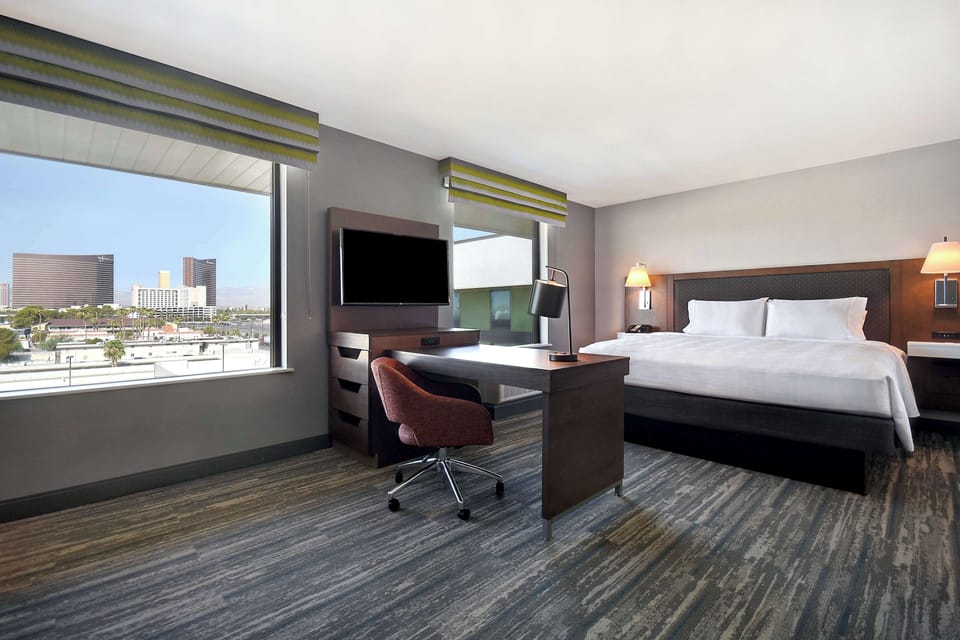 In-room safe, desk, laptop workspace, blackout drapes