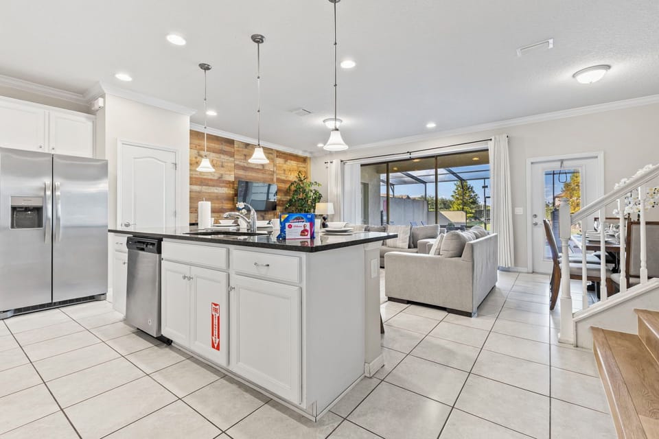 Spacious kitchen ready for meals.