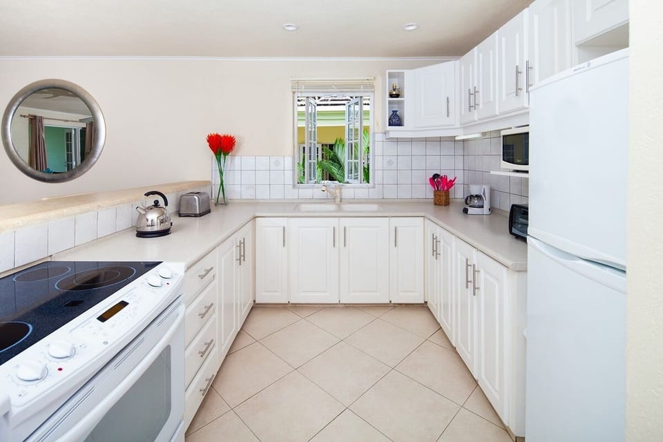 The fully outfitted kitchen can be pre-stocked with groceries - just ask our concierge!