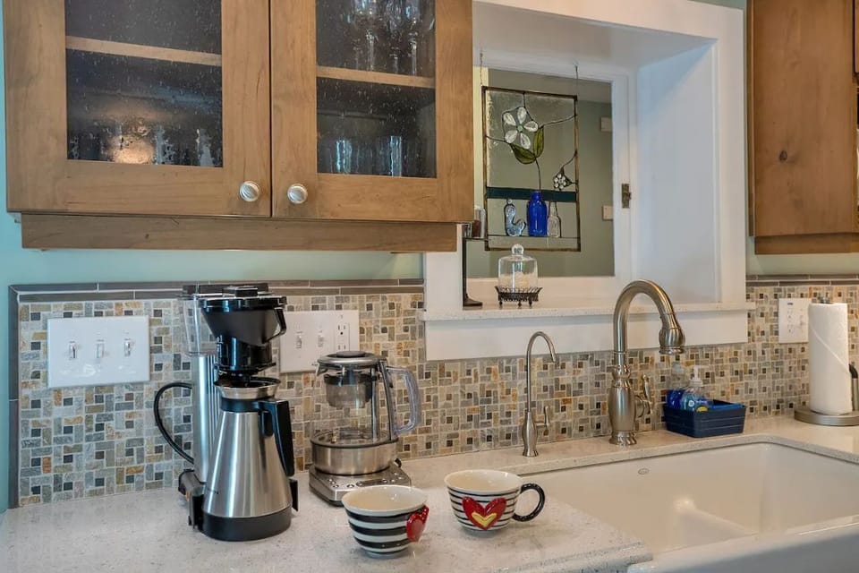 Coffee maker for the coffee aficionado, and electric kettle for tea lovers. 