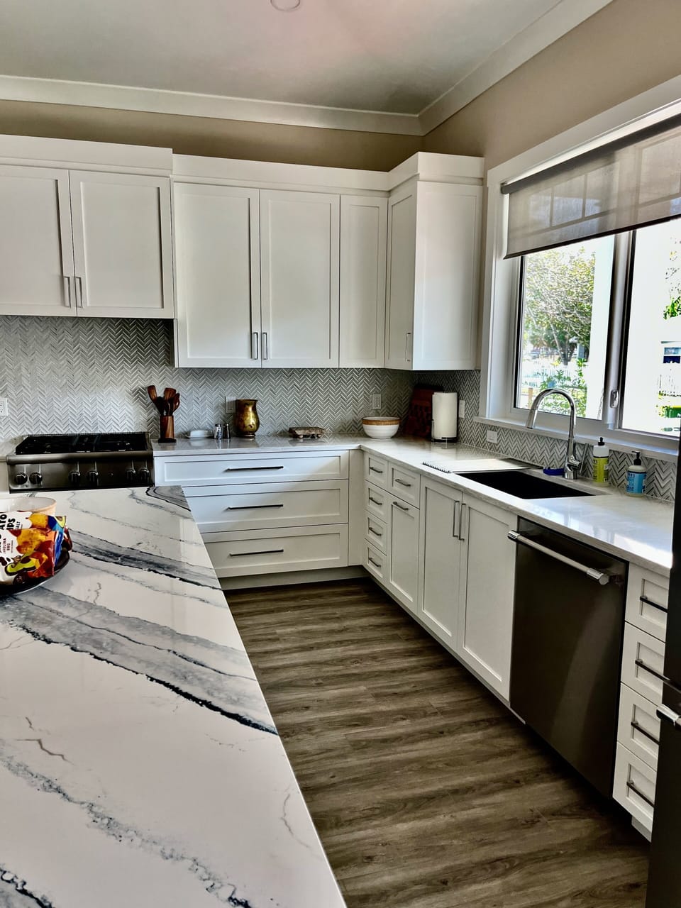 A comfortably large kitchen for meal prep and entertaining.