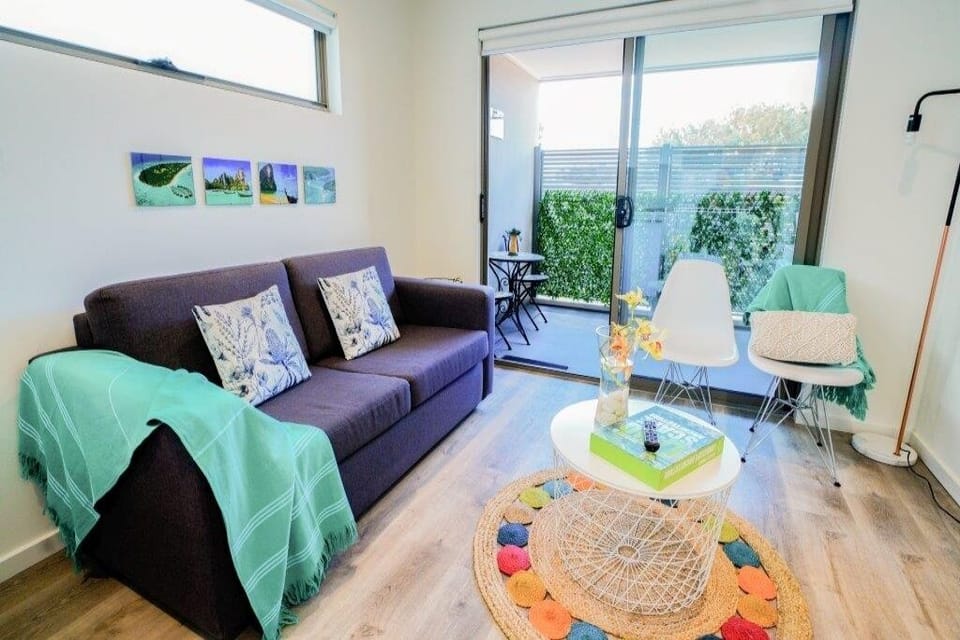 living area leading to the balcony