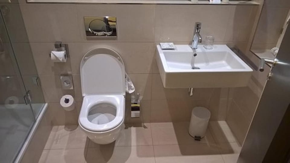 Shower, eco-friendly toiletries, slippers, towels