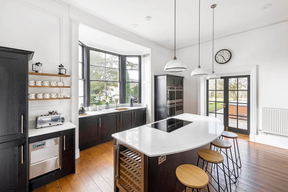 Ground floor: Well equipped kitchen with a large island