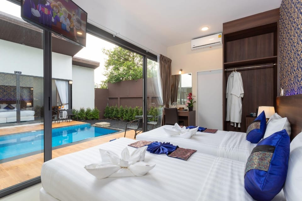 Family Villa, 4 Bedrooms, Private Pool | In-room safe, desk, laptop workspace, blackout drapes