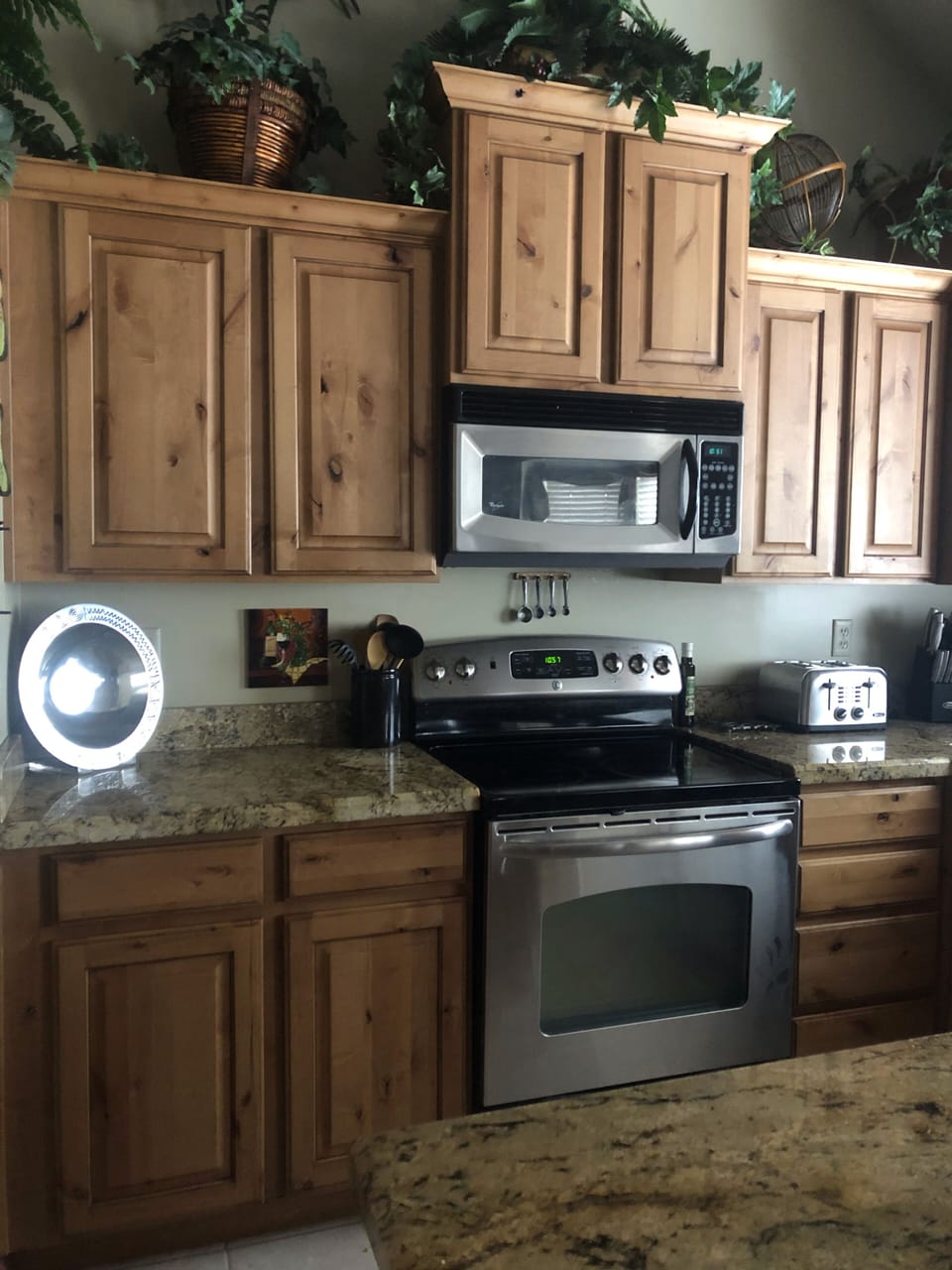 Full size kitchen with microwave, oven & cooktop. Large countertops for cooking 