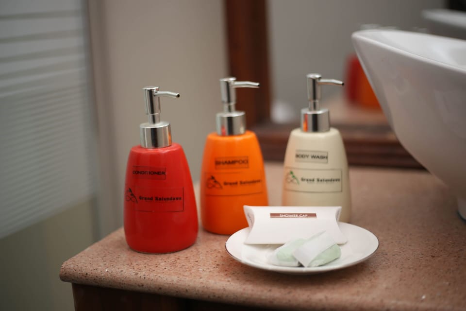 Shower, free toiletries, hair dryer, bidet