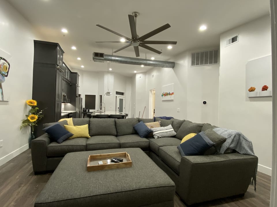 Oversized sectional for lounging. 
