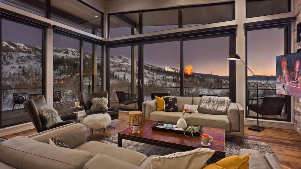 Great Room, Main Level - With breathtaking mountain views