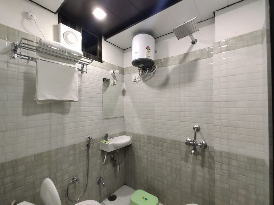 Shower, slippers, towels