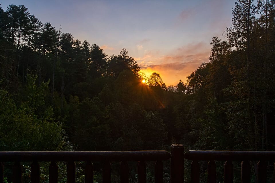 sunrise from the deck of Acorn Bend