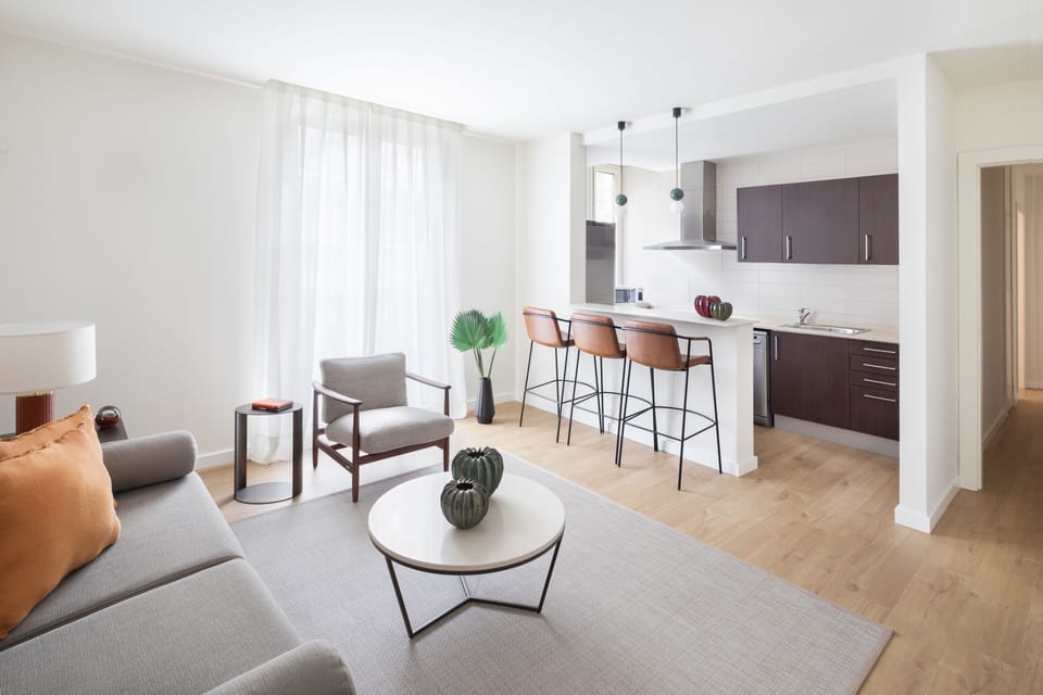 Design Apartment, 1 Bedroom, Private Bathroom | Private kitchen | Full-size fridge, microwave, oven, stovetop