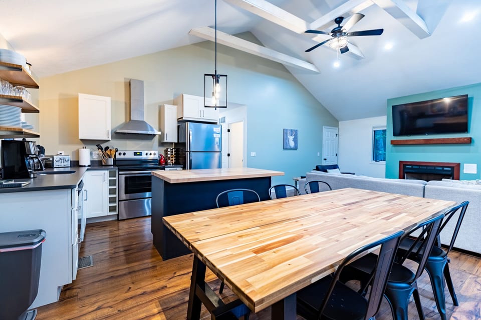 The dining area and kitchen offer plenty of room to enjoy