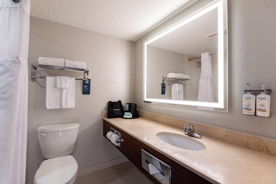 Hypo-allergenic bedding, down comforters, desk, blackout drapes