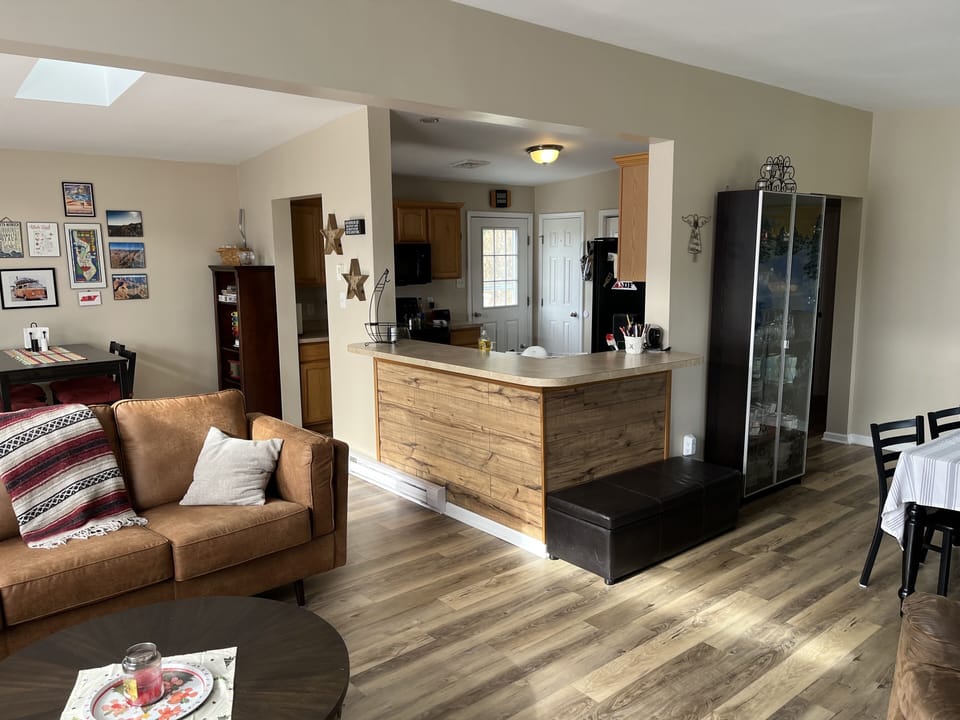 View from the living room to kitchen