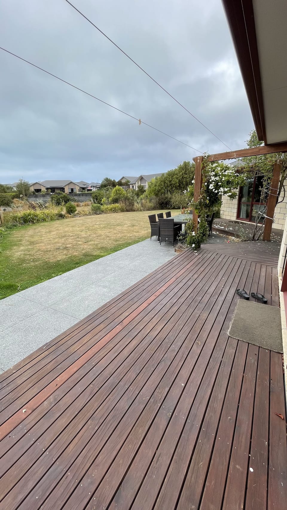 Deck view from living room out to outdoor dining 