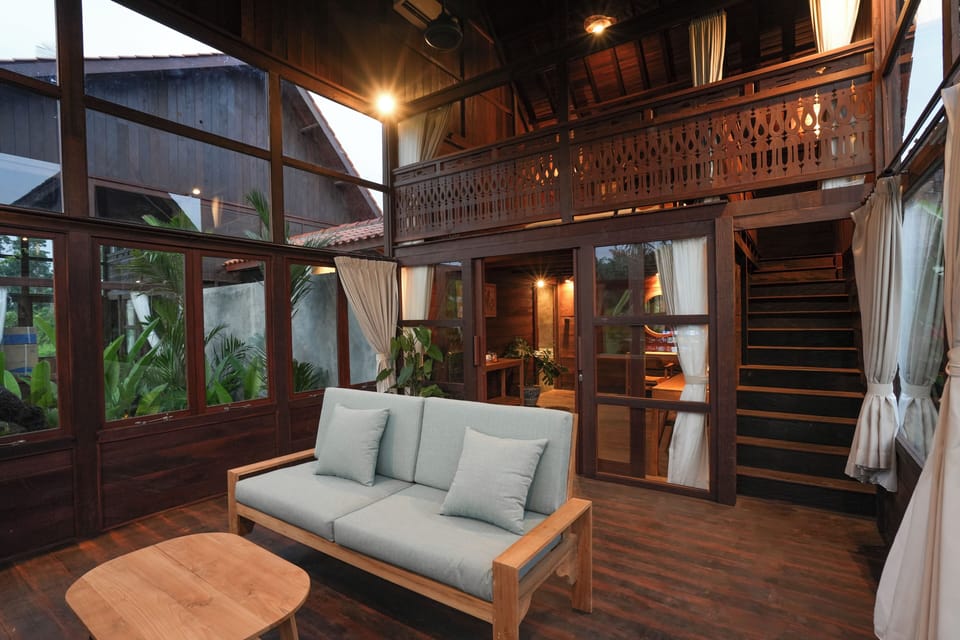 Wooden Mezzanine with Rice Field View | Living area | 31-inch TV with premium channels