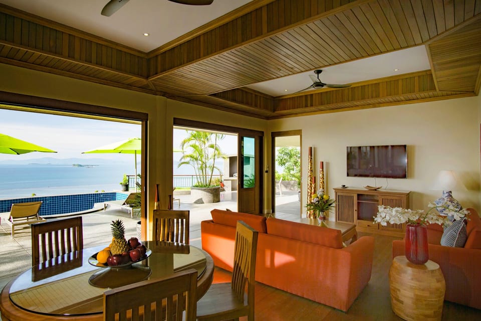 Elegant tropical Living area with fabulous ocean views