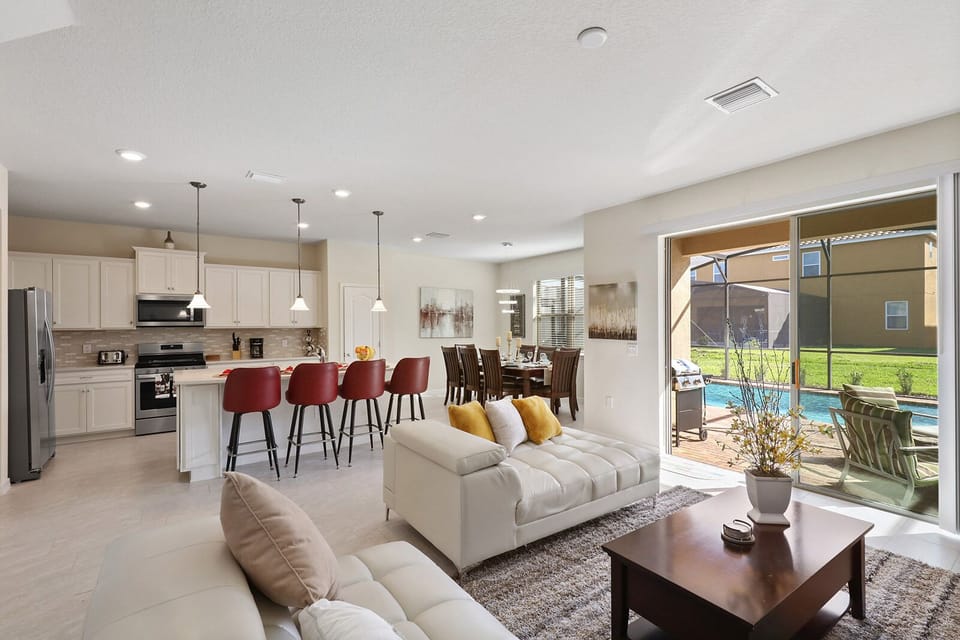living room combined kitchen