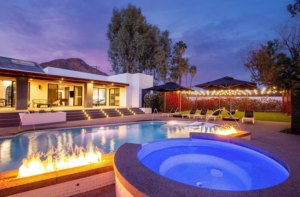 Fire, water, and unforgettable nights. Dive into the heated pool, soak in the spa, and relax under the glow of string lights and mountain views.