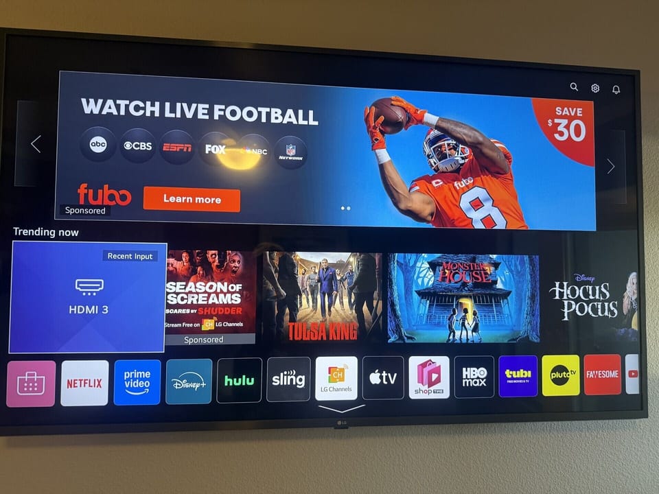 living room with  65-inch smart TV , Bedroom 55 inch smart TV