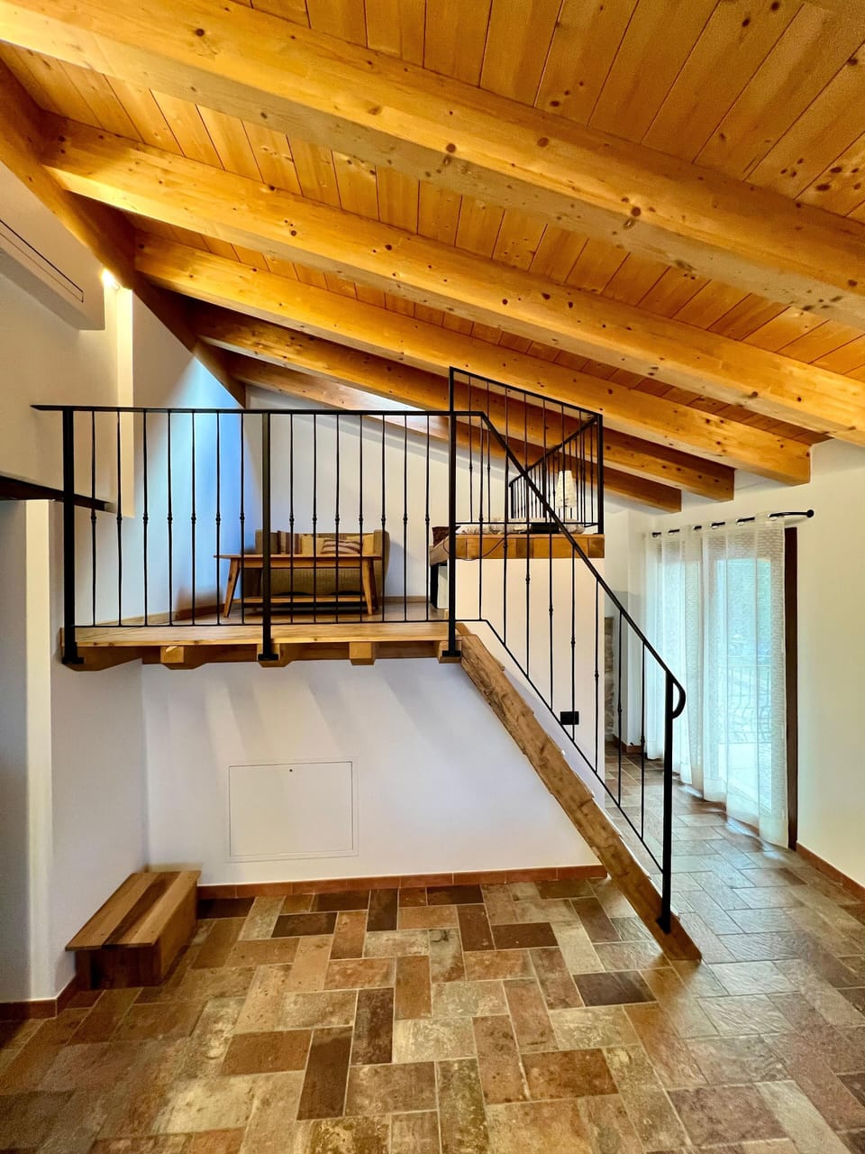 Panoramic Condo | Living area | Flat-screen TV, heated floors