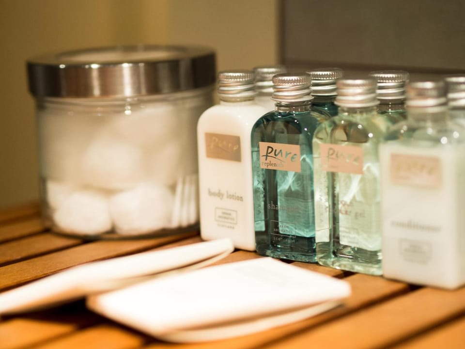Free toiletries, hair dryer, bathrobes, towels
