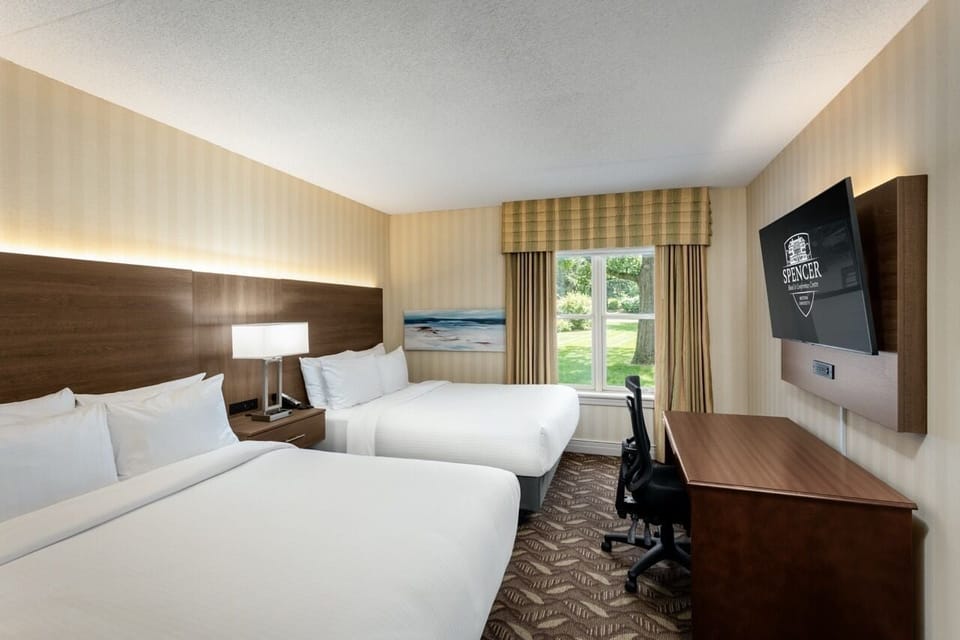 Executive Room, 2 Queen Beds | Desk, laptop workspace, blackout drapes, iron/ironing board