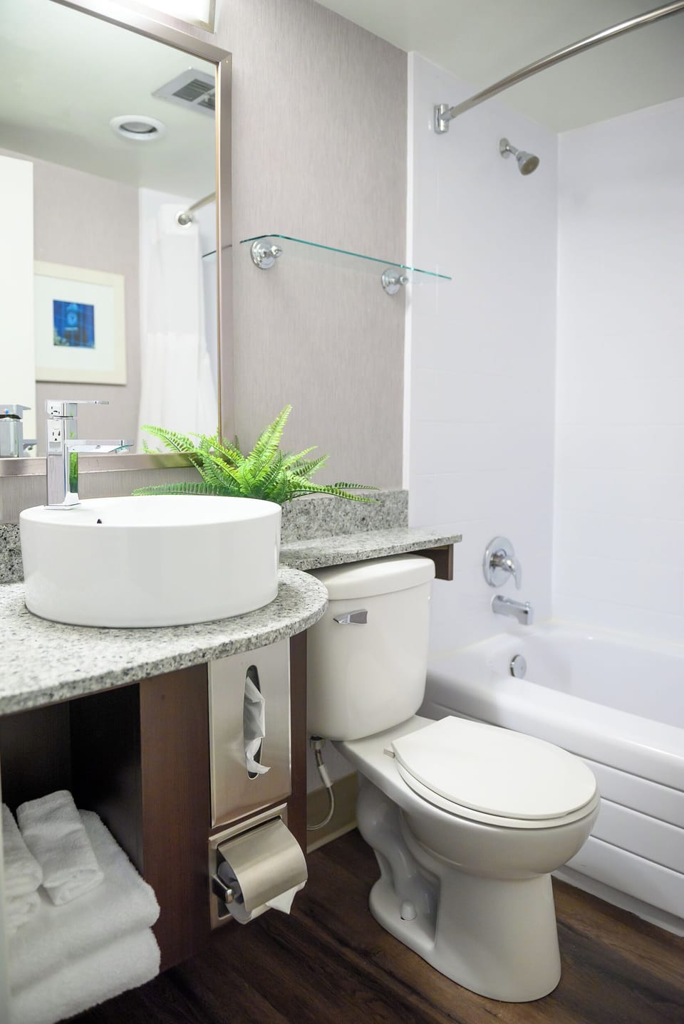 Standard Room, 2 Queen Beds | Bathroom | Combined shower/tub, free toiletries, hair dryer, towels