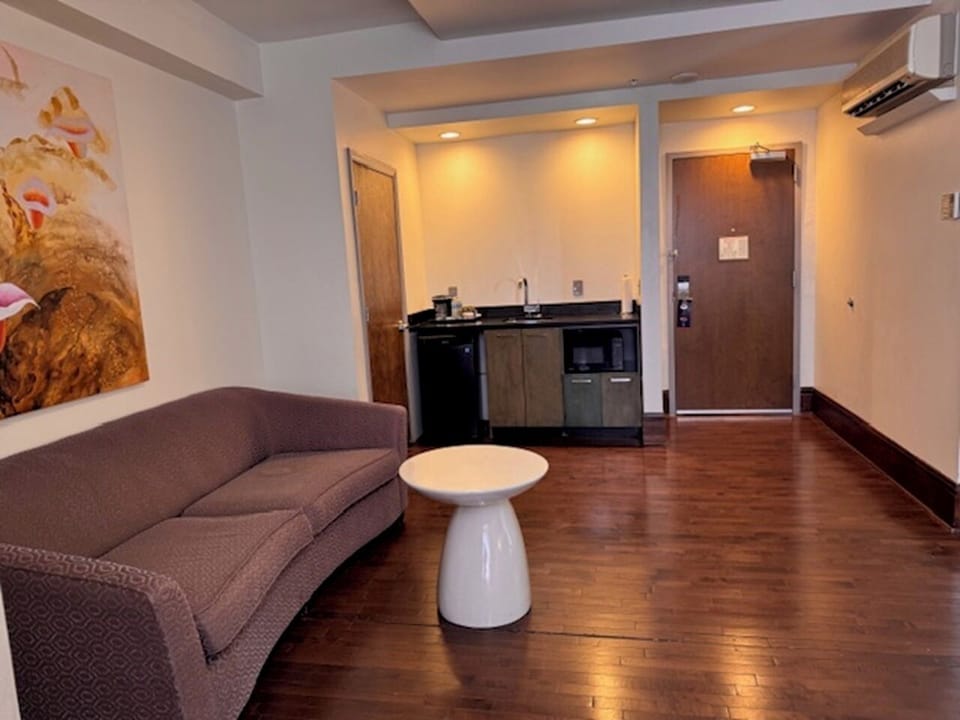 Fridge, microwave, coffee/tea maker