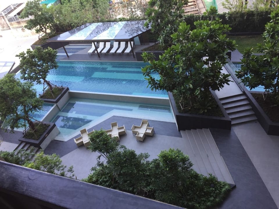 Pool view from our room balcony