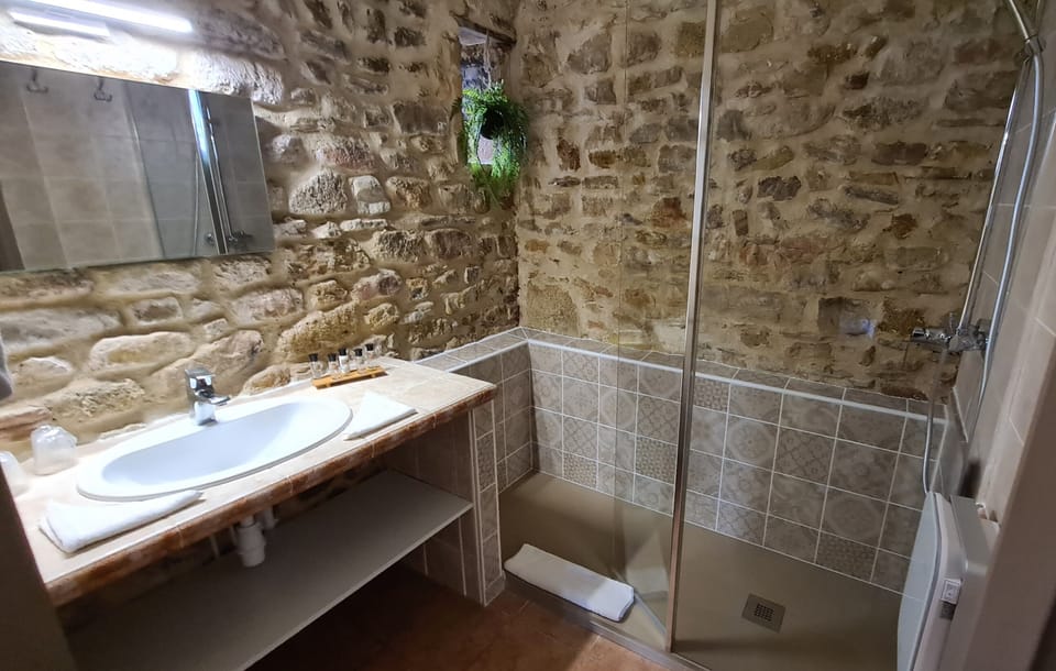 Superior Double Room, 1 Queen Bed | Bathroom | Hair dryer, towels, soap, shampoo