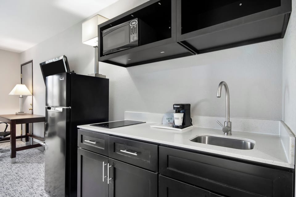 Fridge, microwave, coffee/tea maker