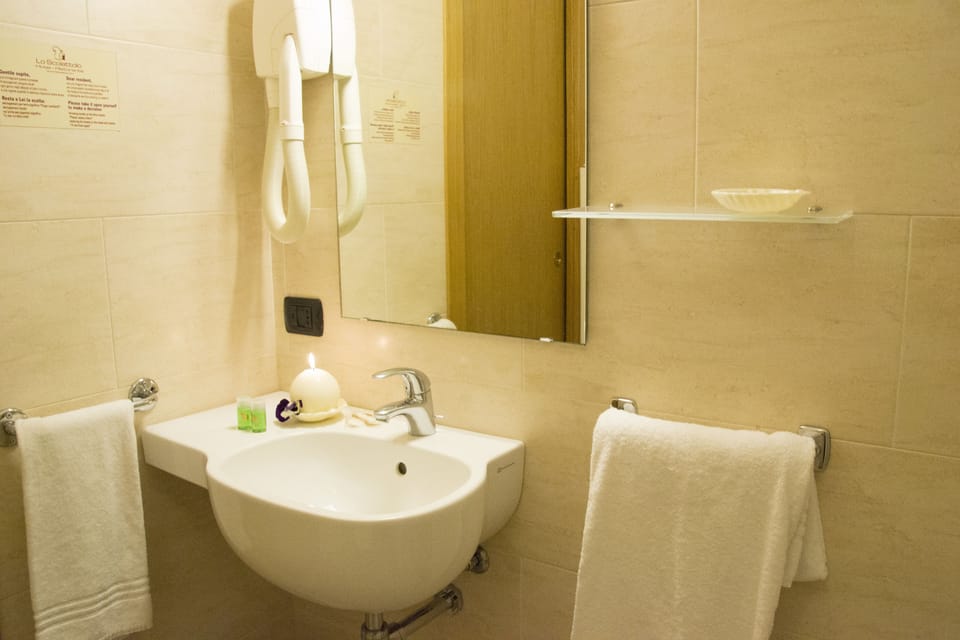 Shower, free toiletries, hair dryer, bidet